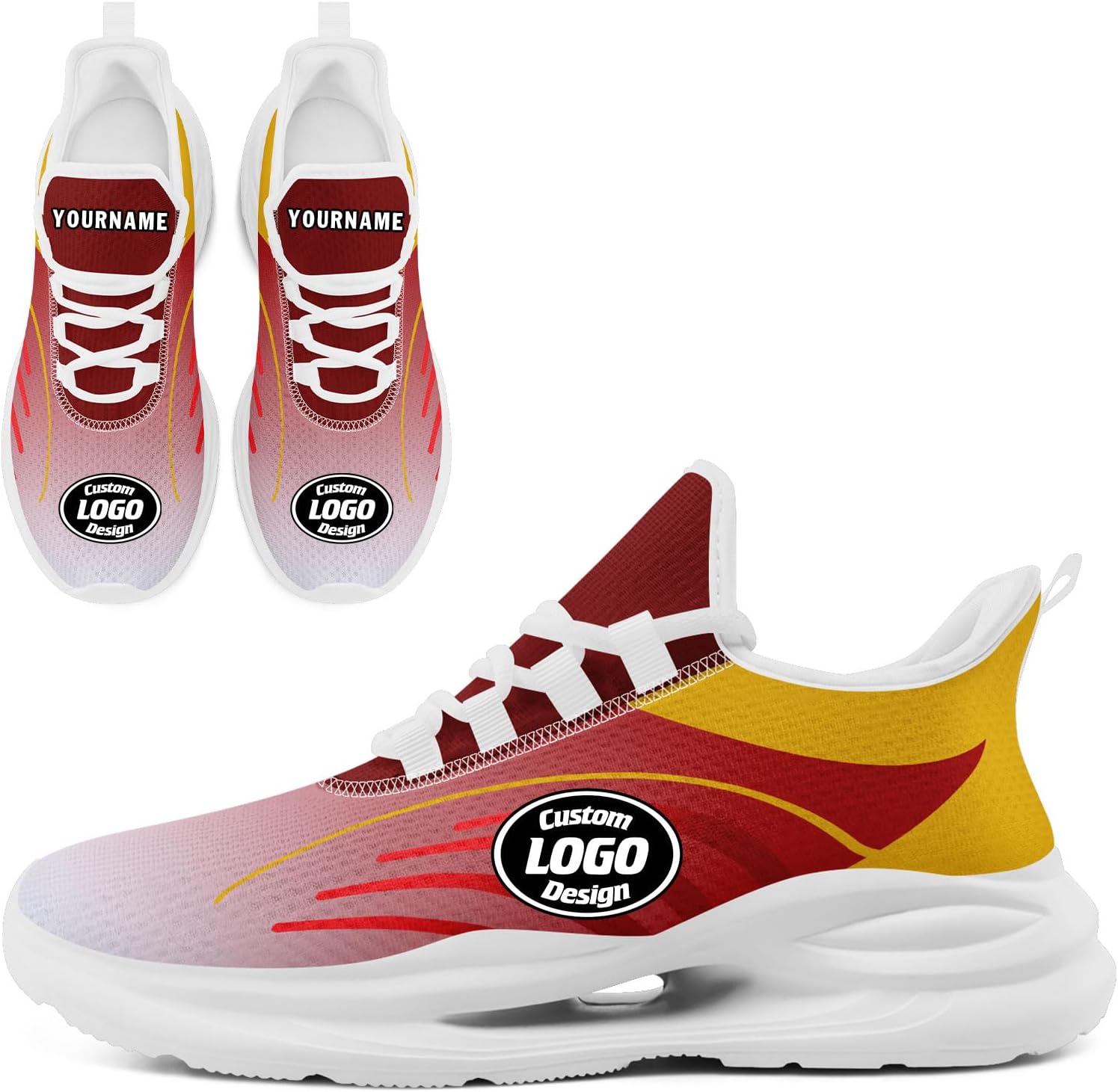 

Кроссовки с индивидуальным логотипом для мужчин и женщин, беговые кроссовки, легкие, дышащие, для зала, тенниса, волейбола, баскетбола Awsole, белый/красный/желтый