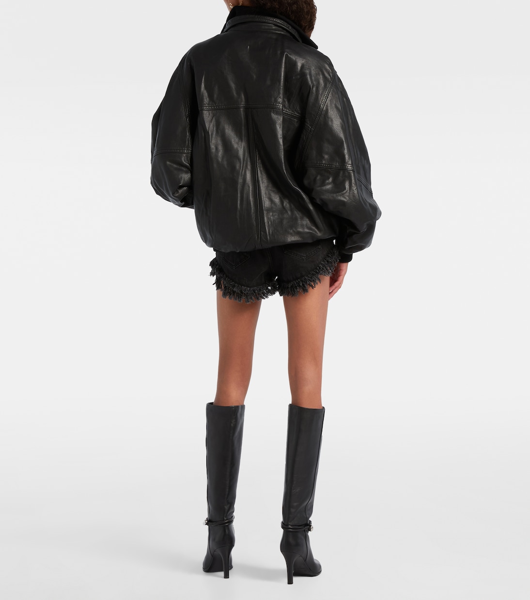 Кожаная куртка Dorry большого размера Isabel Marant, черный — фото 3