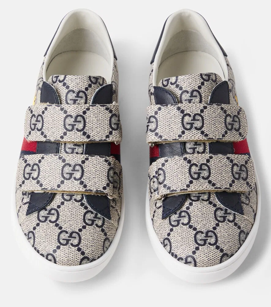 X Кроссовки Mr Men Little Miss Ace GG из парусины Gucci Kids, бежевый — фото 4