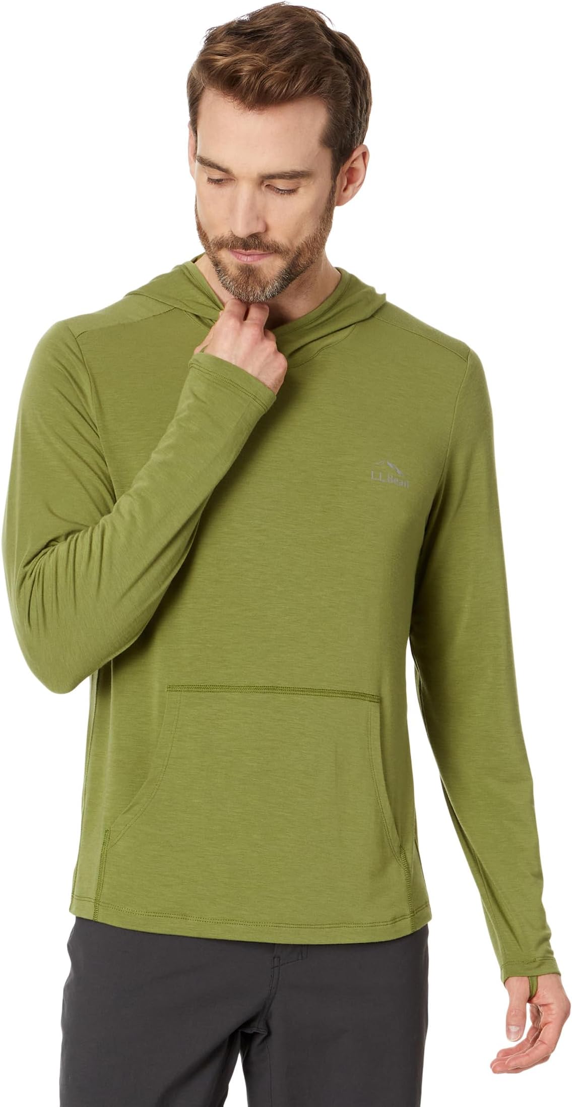 

Лонгслив L.L.Bean Tropicwear Comfort Hoodie Long Sleeve Tall, цвет Fern