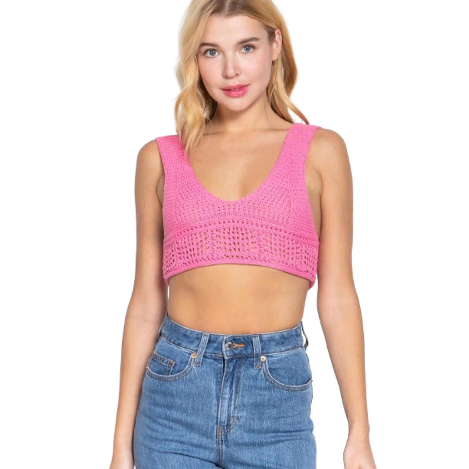 

Текстурированный укороченный свитер-майка FASHNZFAB, цвет wild pink