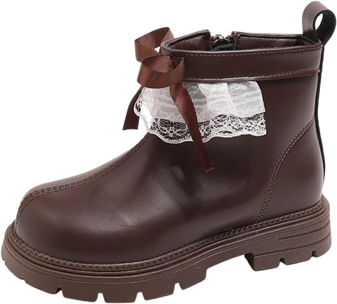 

Детские ботинки IWIHMIV для девочек, утепленные зимние короткие ботиночки для малышей, противоскользящие, удобные, повседневные, для улицы, Brown