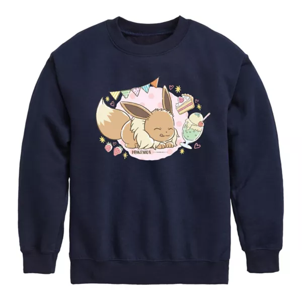 

Мальчики 8-20 толстовка из флиса с покемоном Eevee из кафе Licensed Character, синий