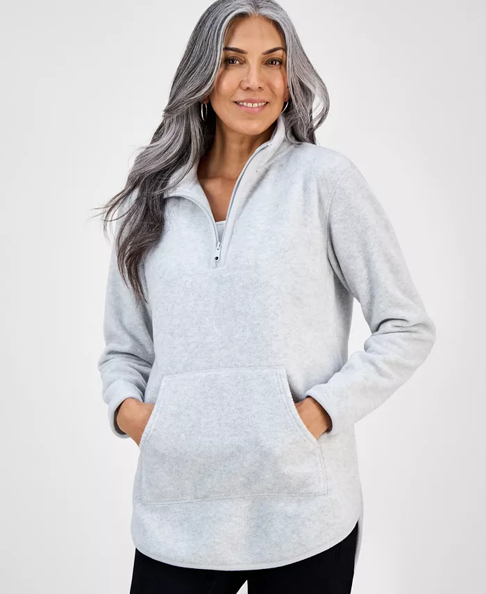 

Женская толстовка с воротником стойкой и молнией на четверть из полярной флиса, созданная для Macy's Style & Co, серый