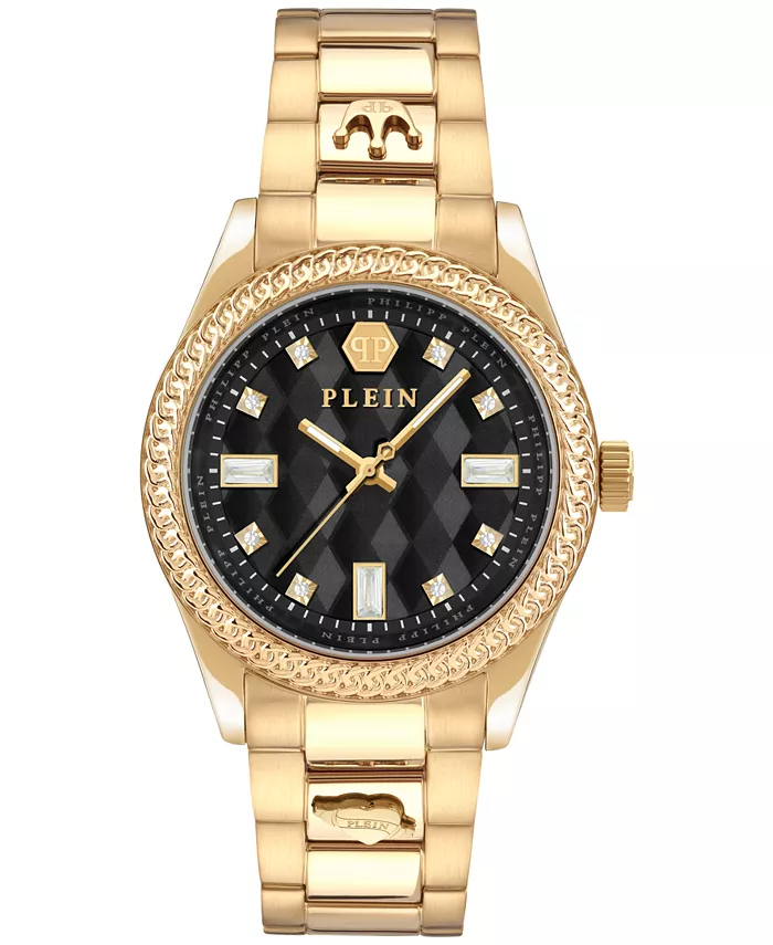 

Женские наручные часы Queen Crystal с позолоченным корпусом из нержавеющей стали, 38 мм Philipp Plein