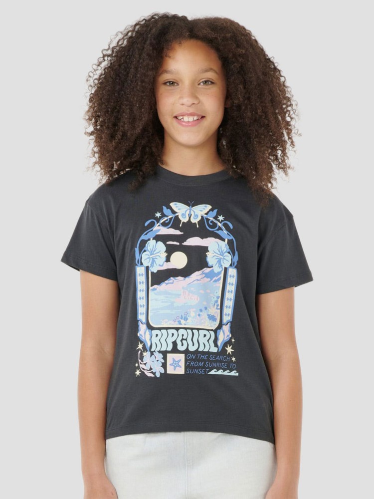 Футболка Rip Curl Sunset Skies Art Kids T-Shirt, washed black — фото 3