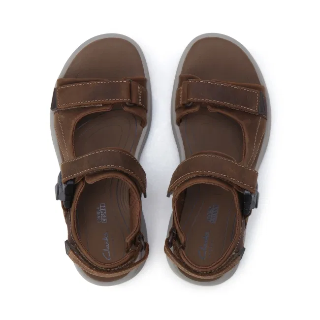 Мужские повседневные спортивные сандалии Clarks с магнитной пряжкой коричневые — фото 3