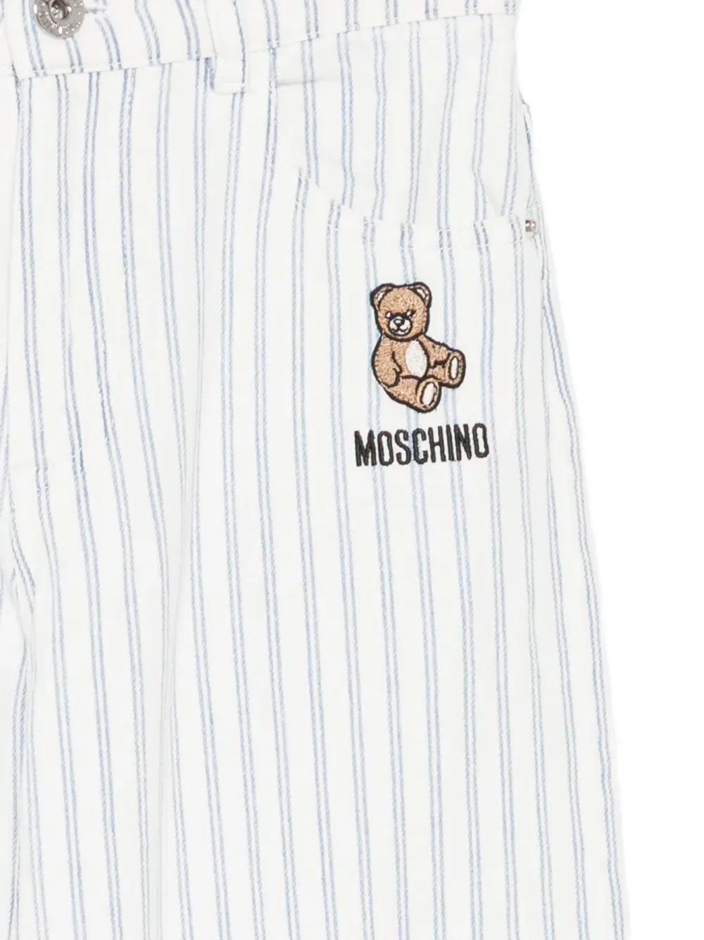 Полосатые джинсы Moschino Kids, белый — фото 3