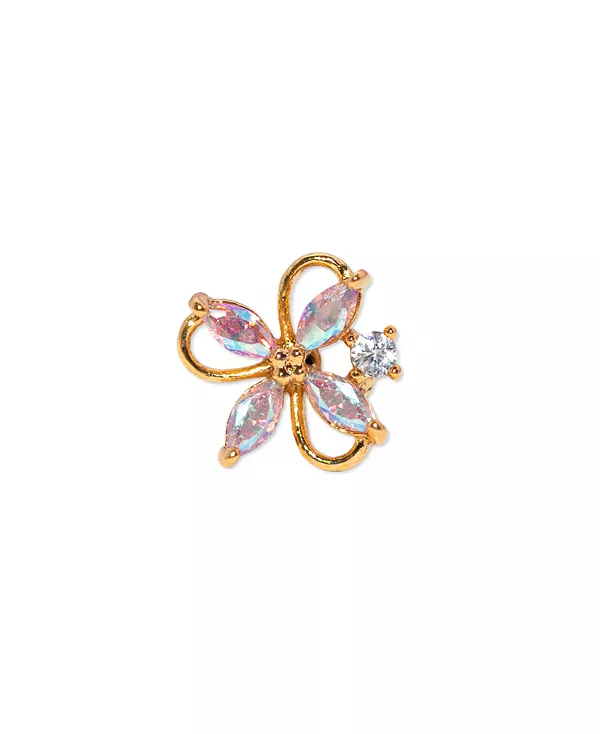 

Серьги в стиле пирсинга с кристаллами и позолотой в виде гардении Girls Crew, gold