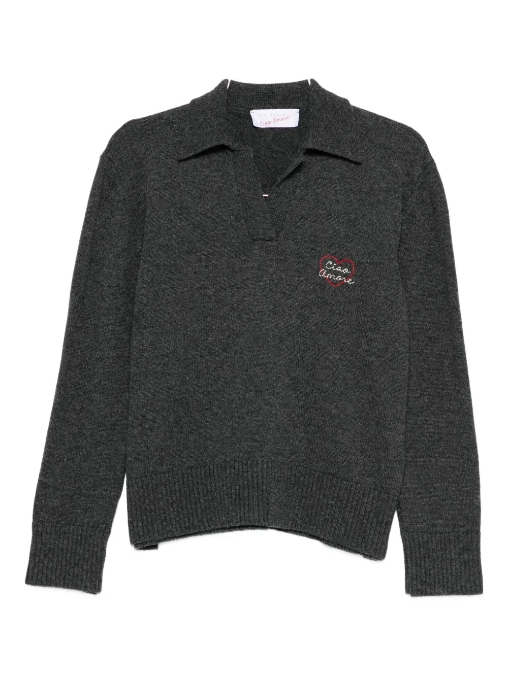 

Вязаное поло с вышивкой Giada Benincasa, серый