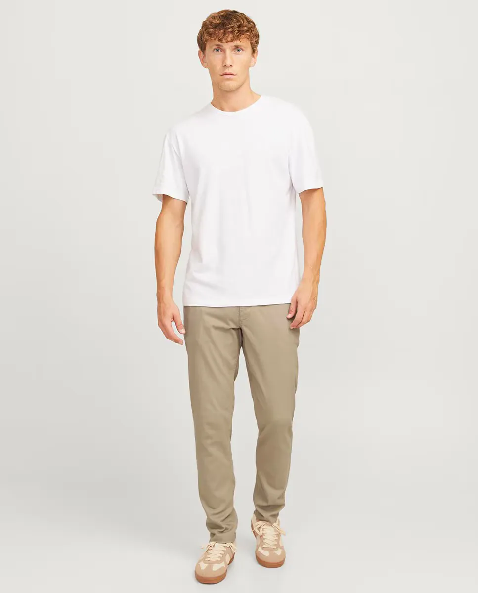 

Хлопковые брюки мужские зауженные с низкой посадкой Jack & Jones, естественный