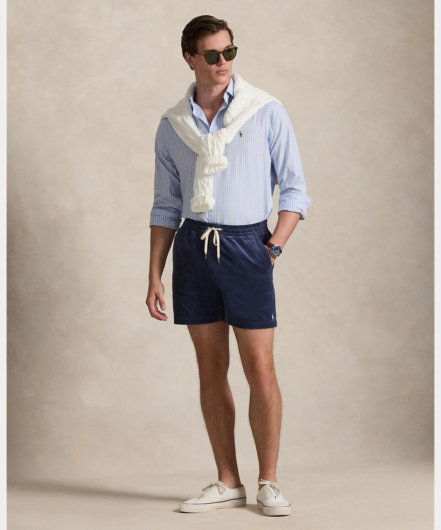 Мужские шорты из хлопкового вельвета 6-inch Prepstar POLO RALPH LAUREN тёмно-синие