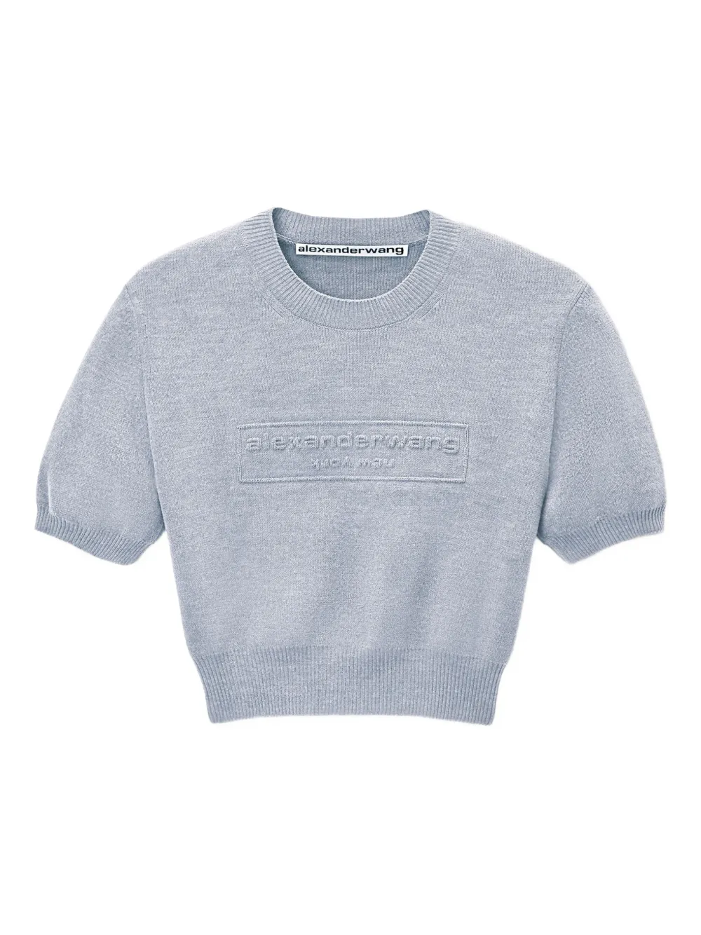

Укороченный трикотажный топ с тисненым логотипом Alexander Wang, серый