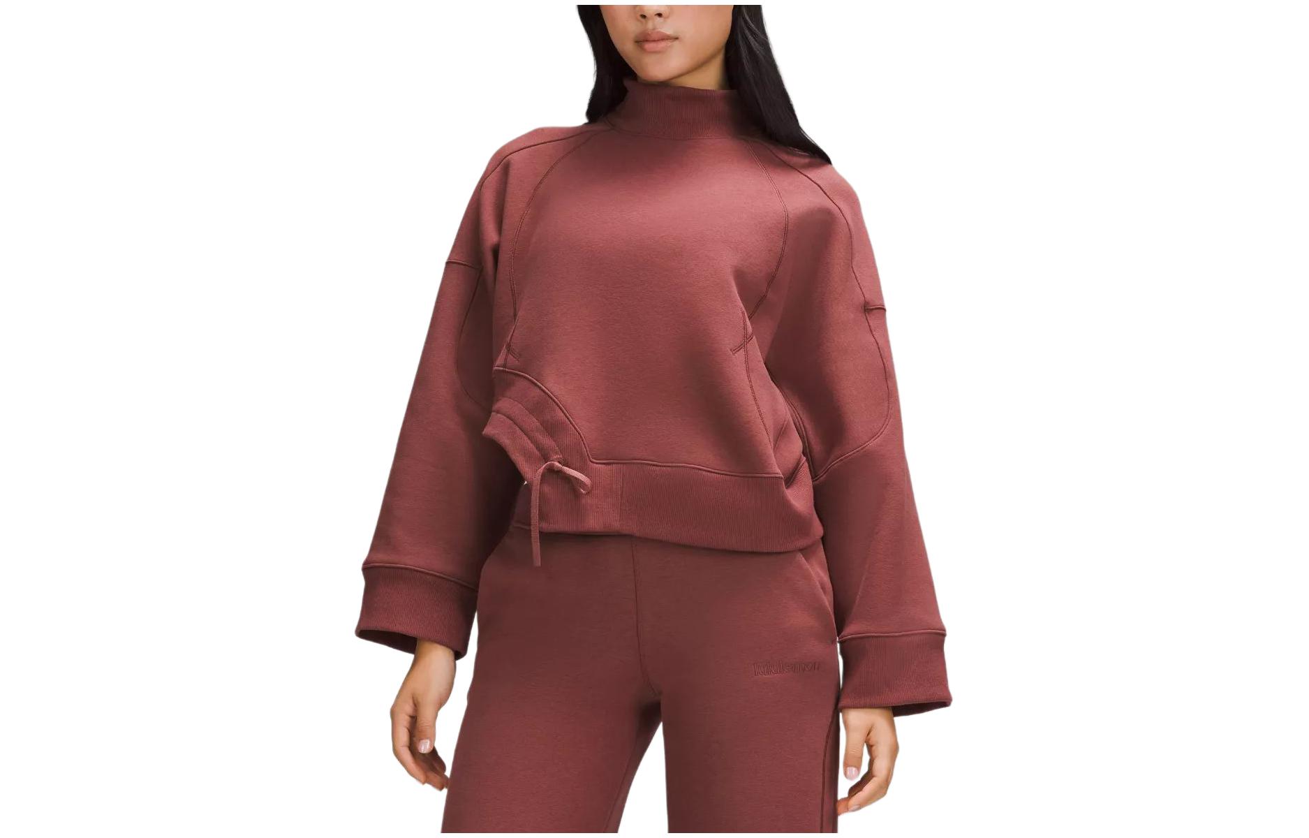 

Женская толстовка-пуловер из плюшевого флиса с закругленным низом Lululemon, smoky красный/smrd