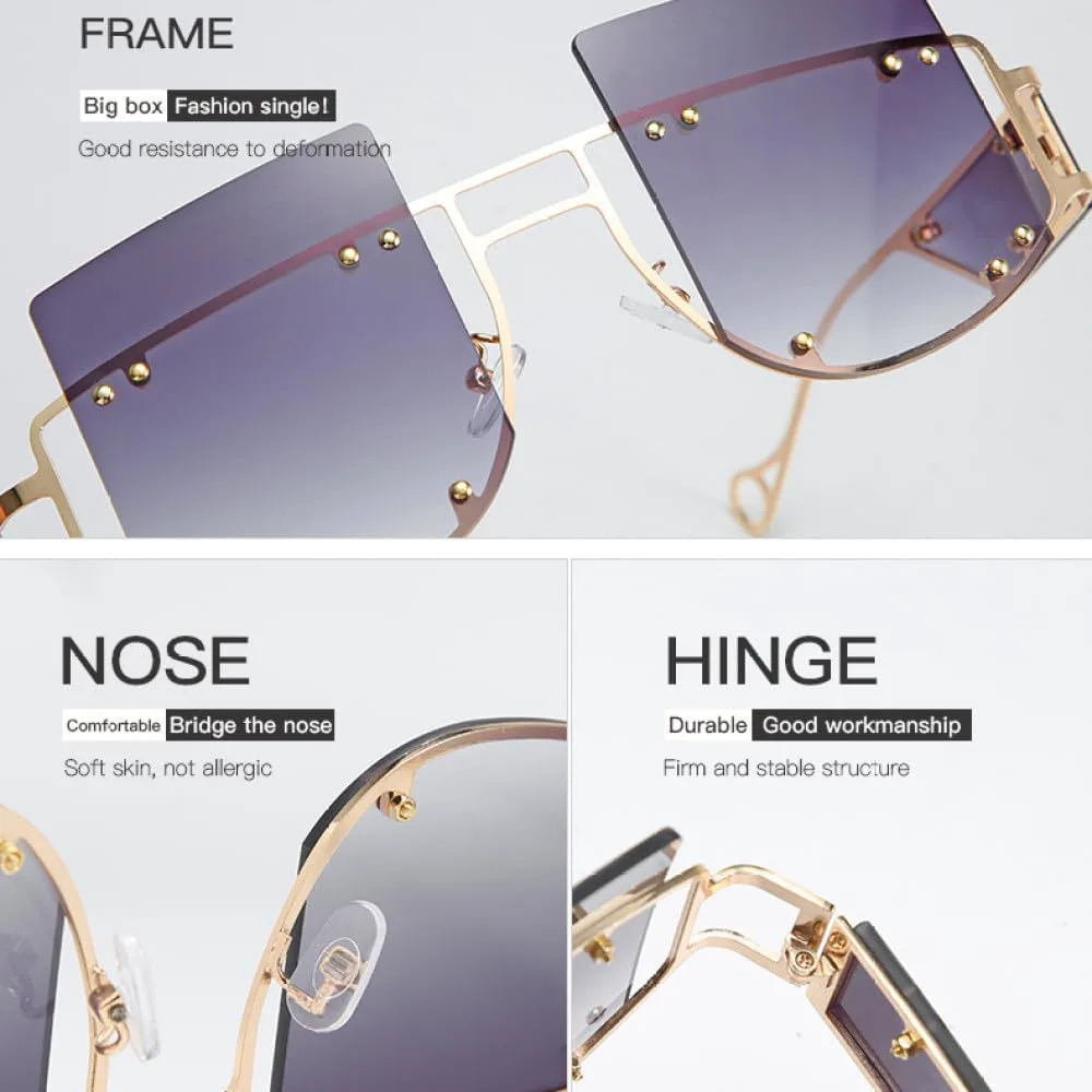 

Солнцезащитные очки LVTFCO в стиле стимпанк с металлическими заклепками, без оправы, модные, с защитой от УФ-излучения UV400, для мужчин и женщин, C4 Pink