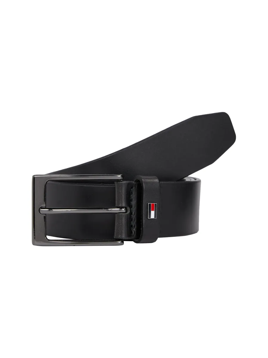 

Кожаный ремень Tommy Hilfiger "LAYTON LEATHER 3.5" с металлической биркой на застежке, черный