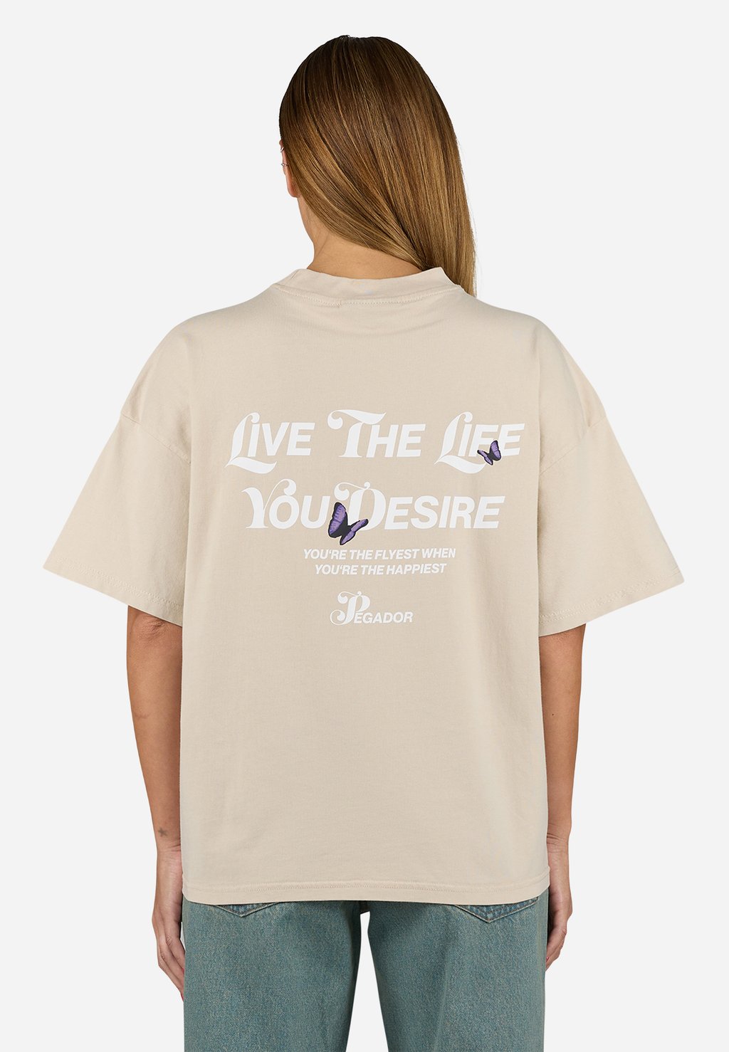 

Футболка с принтом NORIA HEAVY OVERSIZED TEE Pegador, бежевый