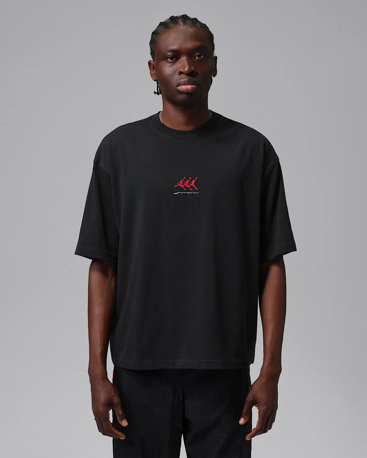 Мужская оверсайз футболка с принтом Jordan Flight, Black/University Red