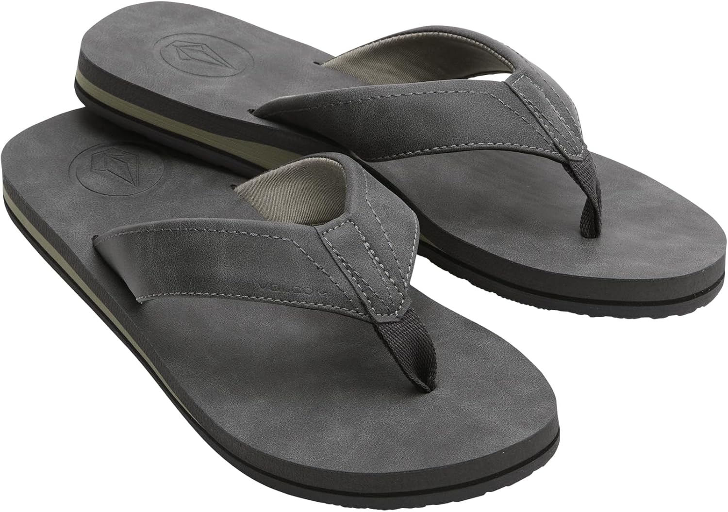 

Мужские сандалии Volcom Victor - водоотталкивающие шлепанцы с удобной стелькой из пены для отдыха, серый