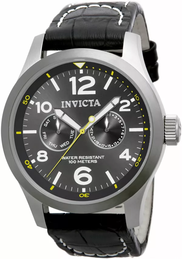 

Мужские кварцевые часы i-force 14142 с тремя стрелками и угольным циферблатом Invicta, black