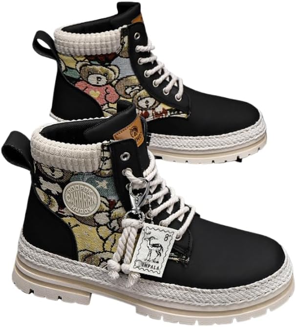 

Мужские высокие кеды: прочные кроссовки с толстой подошвой на шнуровке, повседневные, подходят для ношения на улице и каждый день, с противоскользящей подошвой Hhhchpm, черный