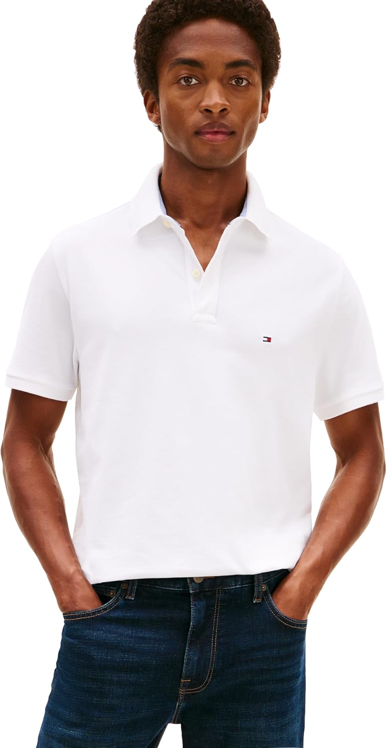 

Мужская рубашка-поло Tommy Hilfiger с коротким рукавом из хлопкового пике, классический крой, Classic White, Белый, Мужская рубашка-поло Tommy Hilfiger с коротким рукавом из хлопкового пике, классический крой, Classic White