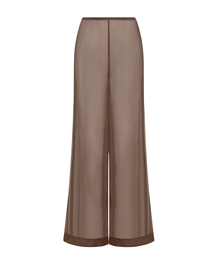 

Полупрозрачные брюки из жатого шифона Staud, коричневый