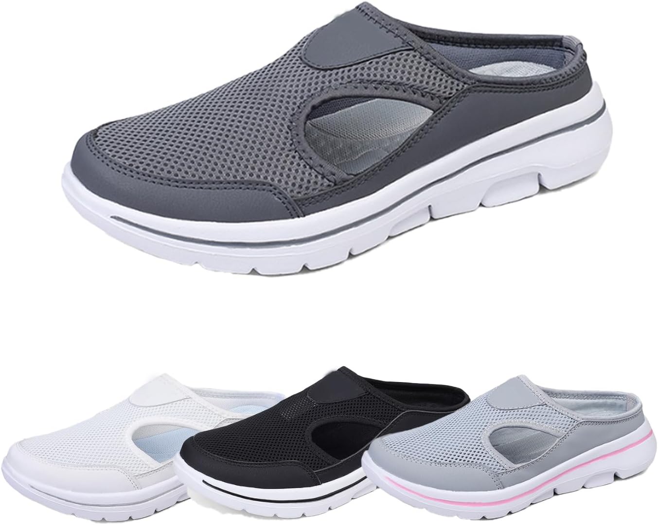 

Спортивные сандалии для улицы и повседневной носки, ортопедические спортивные сандалии, мужские ортопедические сандалии без застежки с поддержкой свода стопы, мужские платформенные сетчатые ортопедические сандалии, унисекс Generic, темно-серый