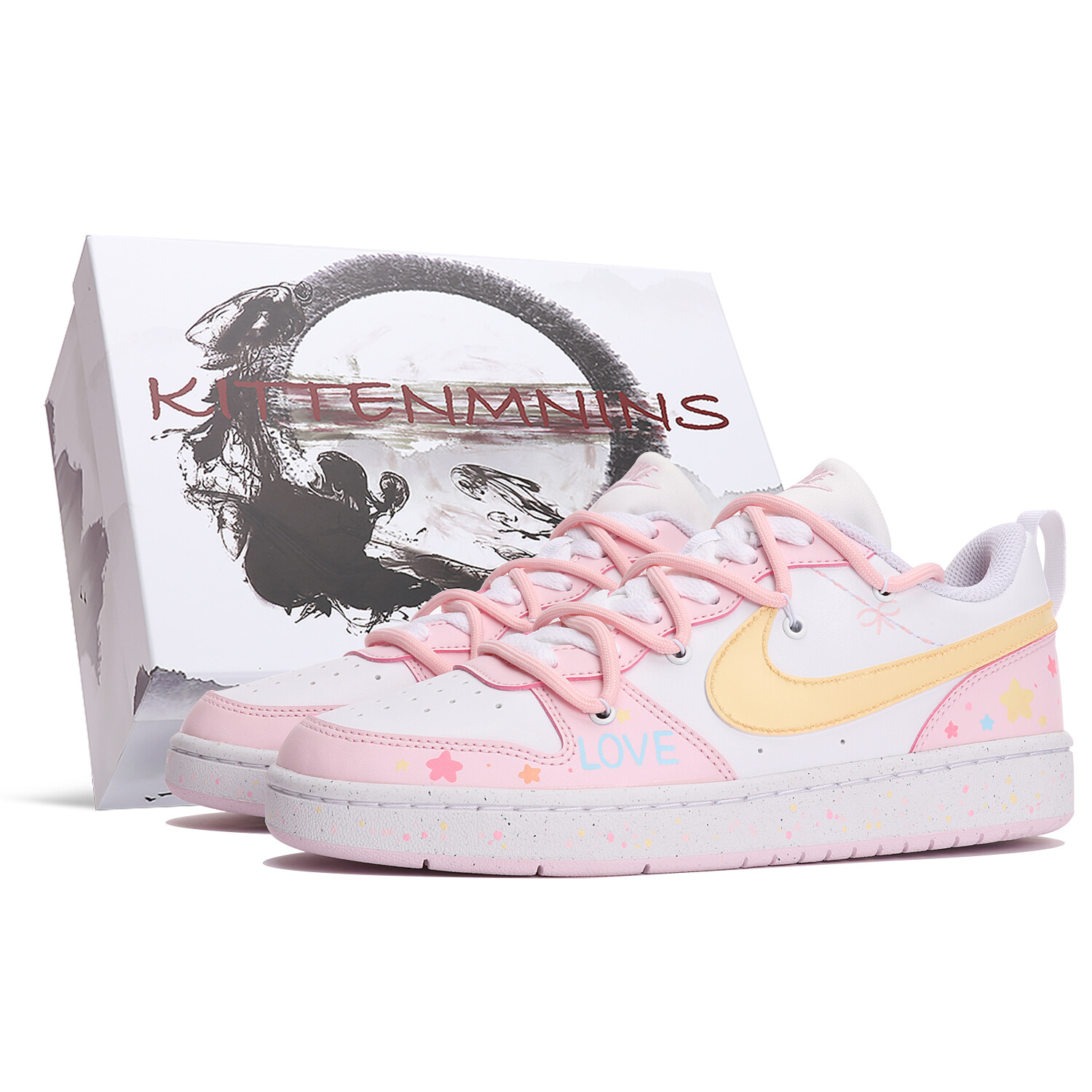 

Кроссовки Nike Court Borough Skateboard Shoes Women's Low-Top Pink/White, белый