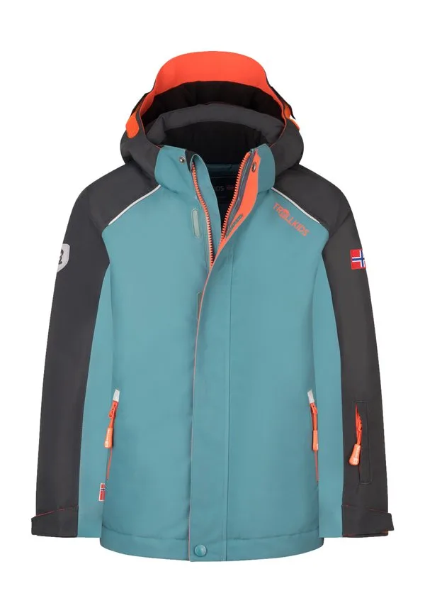 Зимняя куртка holmenkollen лыжная куртка Trollkids, Stormy Blue/Black/Flame Orange