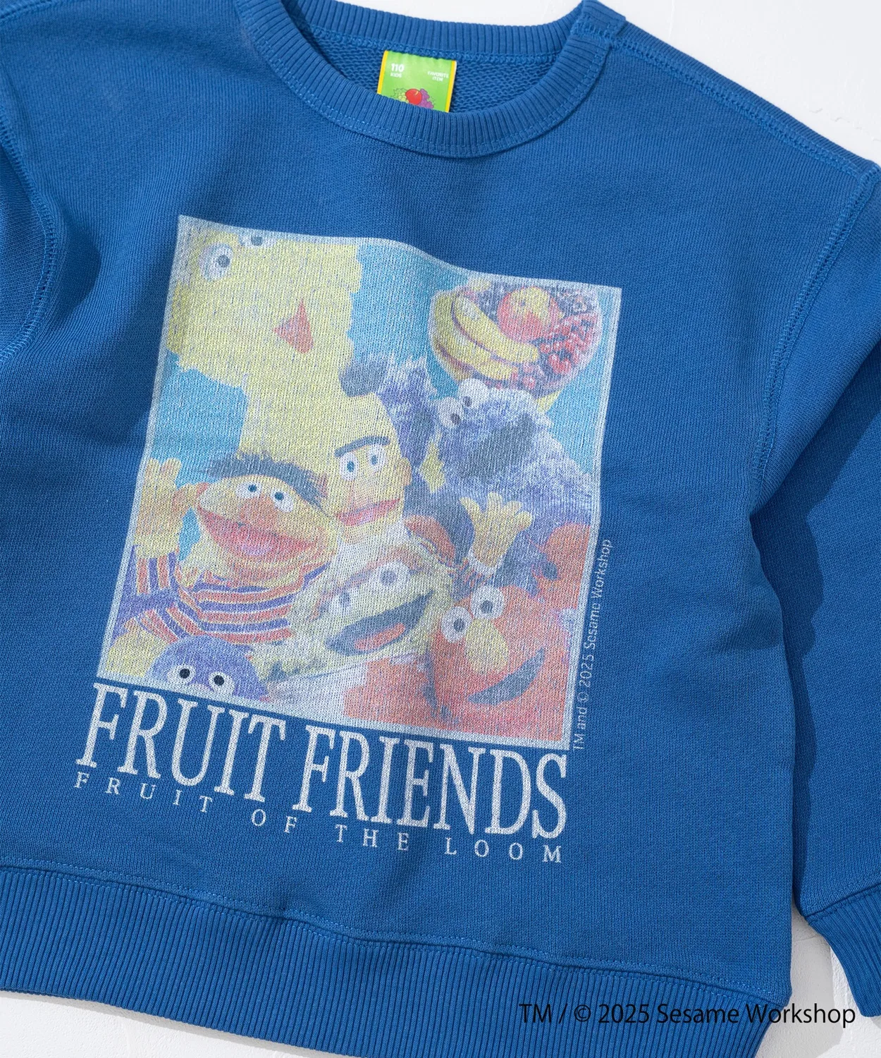 Свитшот длинный рукав Fruit of the Loom x Sesame Street для детей, синий — фото 4