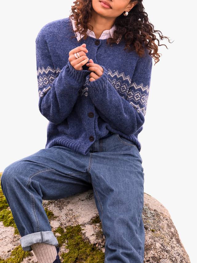 

Шерстяной кардиган fair isle Celtic & Co., цвет Indigo