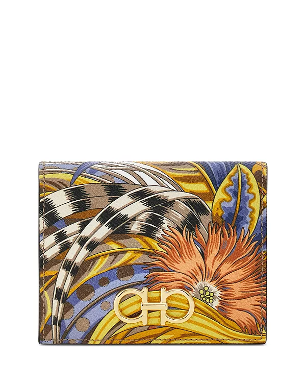 

Компактный кожаный кошелек Gancini Foulard Ferragamo, мультиколор