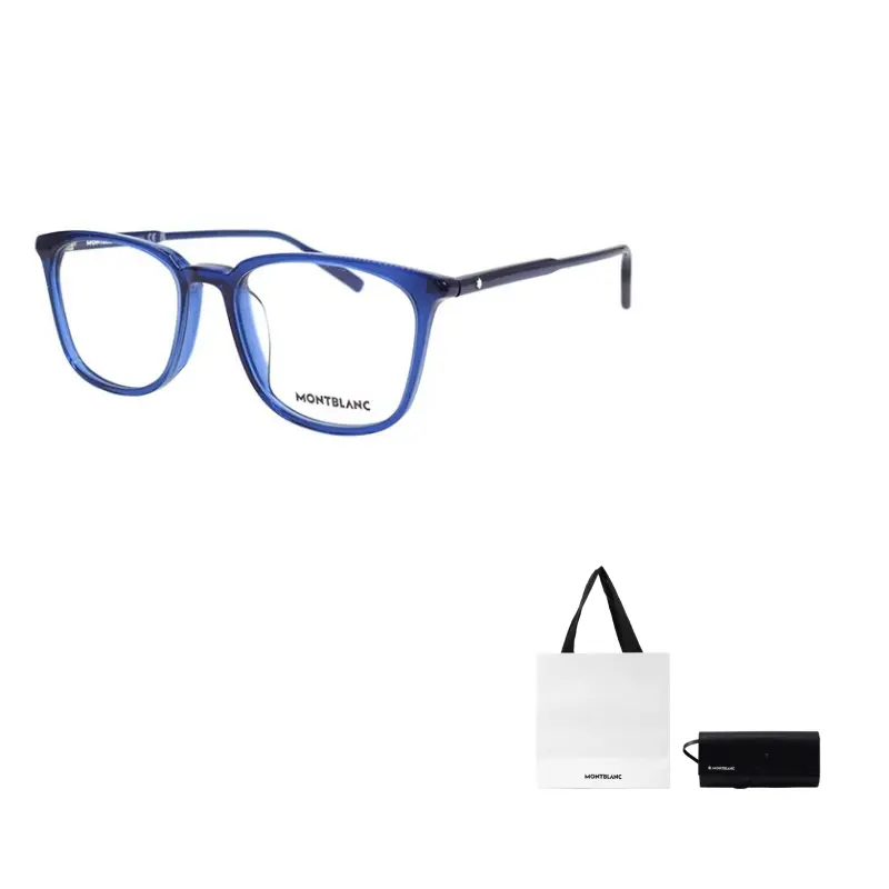 

MONTBLANC Пластиковая оправа квадратной формы для очков мужская, Transparent Blue