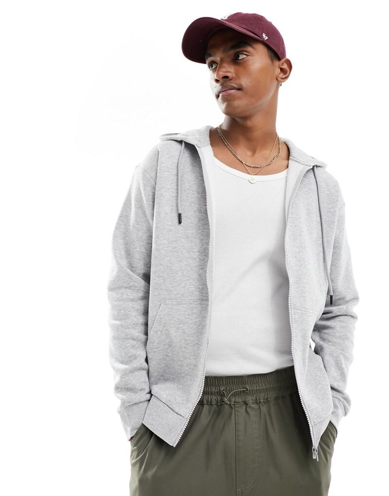 

Jack & Jones - Светло-серая меланжевая толстовка на молнии