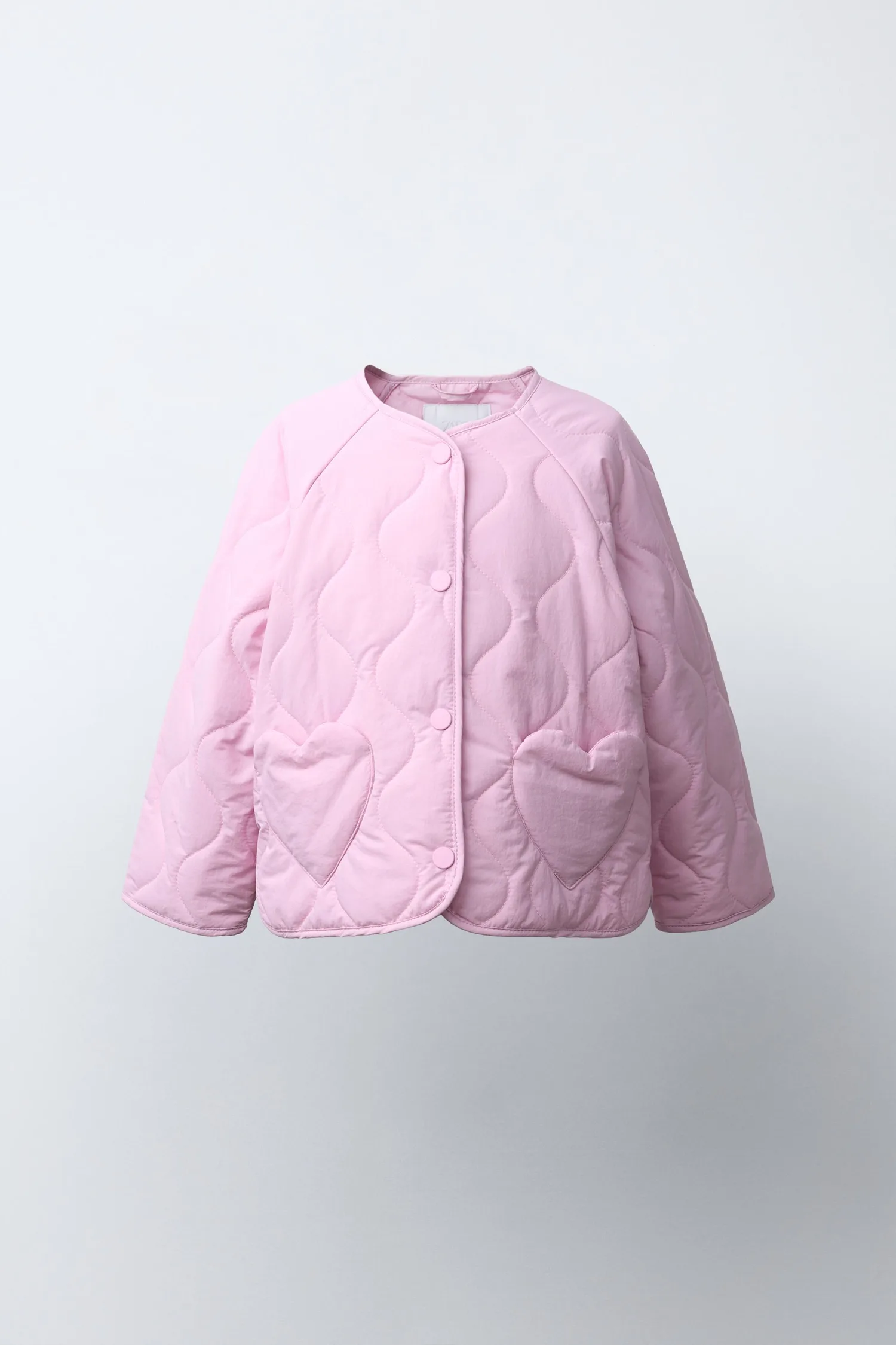 Стеганая куртка с сердечками Zara, розовый