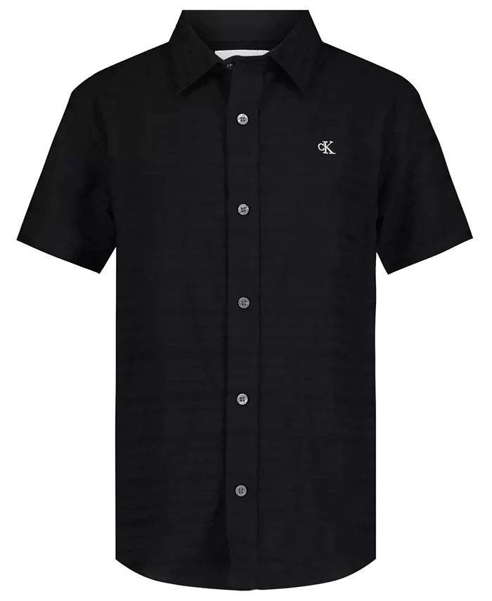 

Рубашка Big Boys Variegated Dobby в клетку Calvin Klein, черный