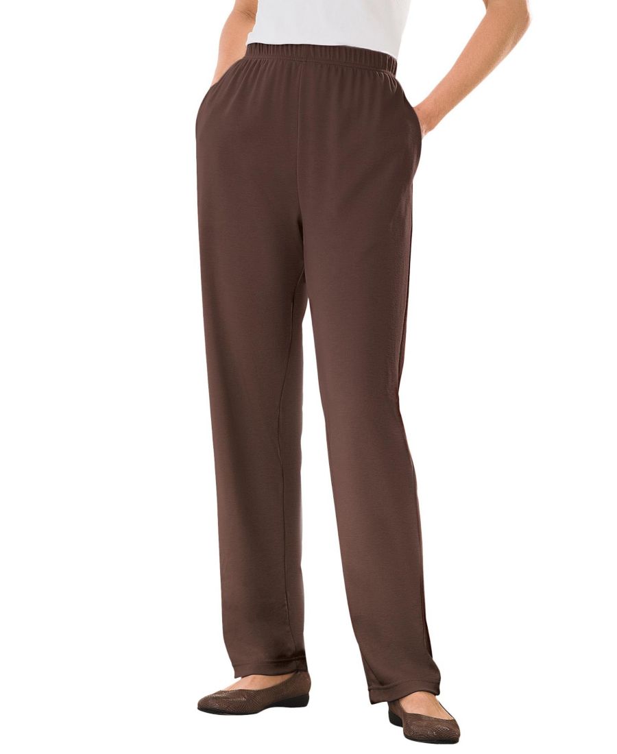 

Брюки прямого кроя из трикотажа больших размеров, которые можно надевать в течение 7 дней Woman Within, Chocolate