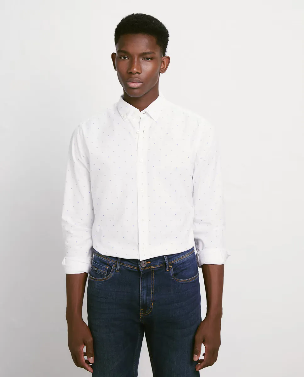 

Мужская рубашка с длинным рукавом Oxford в клетку Easy Wear, белый