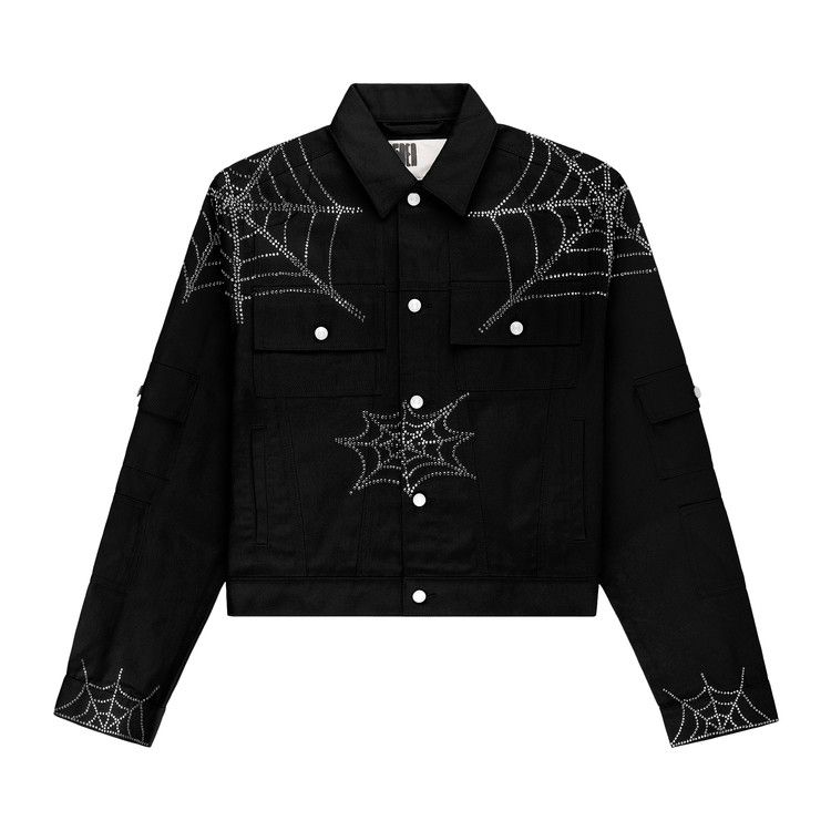 

Куртка Sp5der Web Denim Cropped Trucker Jacket, Black