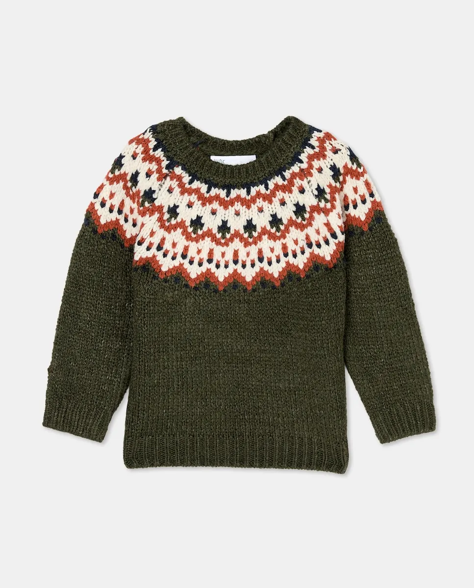 

Свитер с круглым вырезом с узорами для мальчика Kids El Corte Inglés, зеленый