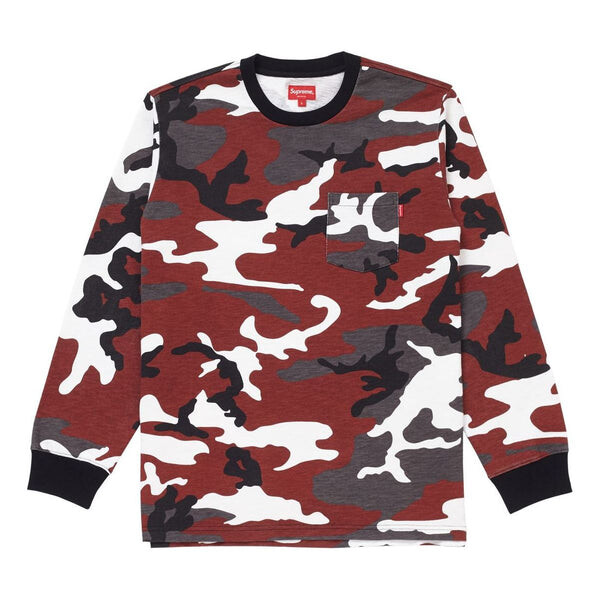 

Футболка fw18 l/s pocket tee red camo long sleeves camouflage Supreme, камуфляж