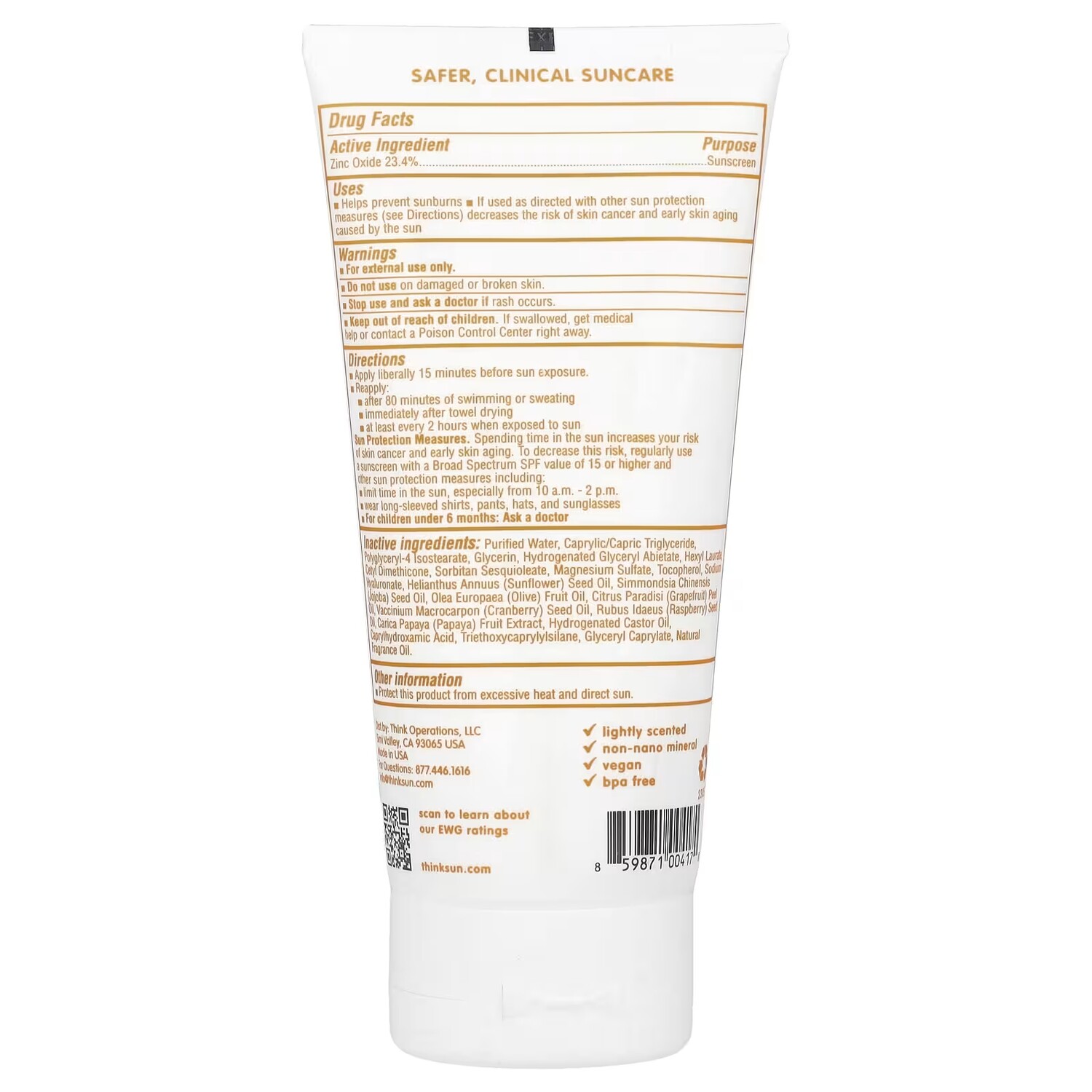 Солнцезащитный крем Thinkbaby Zinc Oxide 23,4% SPF 50 — фото 2