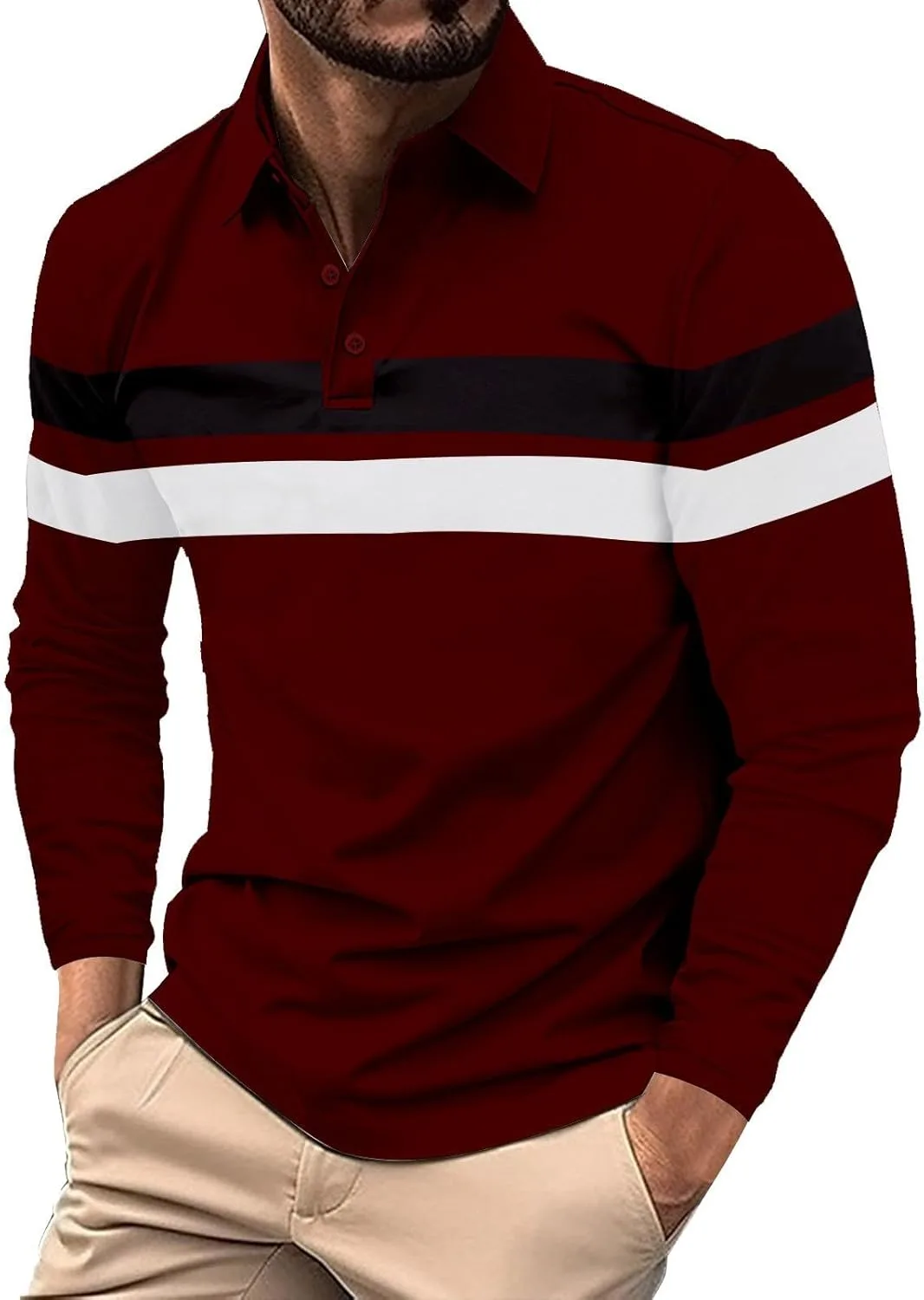 

Мужская поло с длинным рукавом в полоску