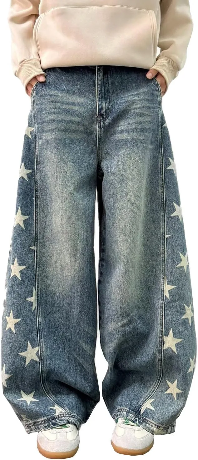 

Багги джинсы для женщин и мужчин с бочкообразным кроем KOBPT