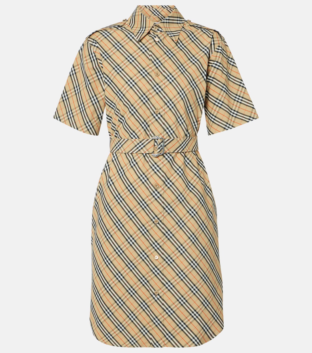 

Хлопковое платье-рубашка Check Burberry, Sand Ip Check