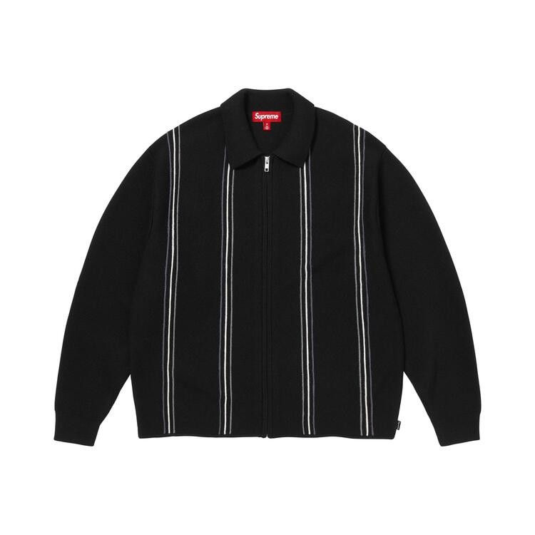 

Свитер Supreme Stripe Zip Up Polo Sweater, Black