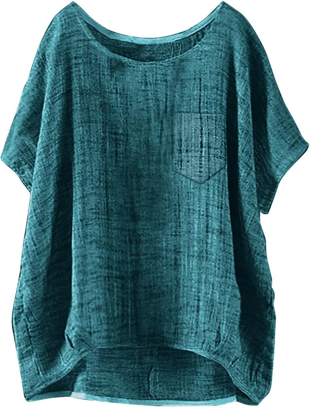 Блуза женская из льна и хлопка, свободный крой, короткий рукав, Green