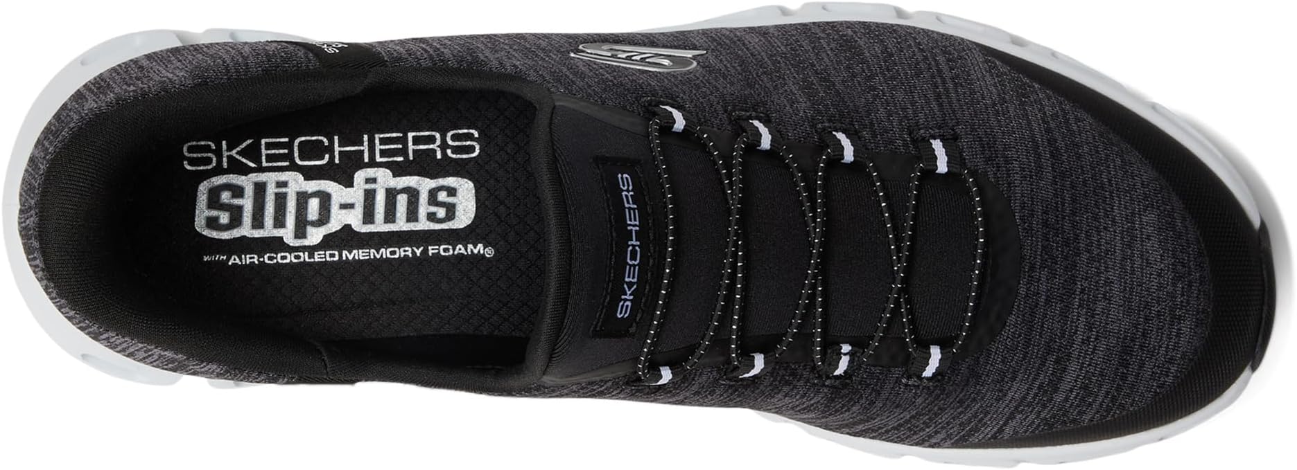 Кроссовки SKECHERS Women's Glide Step Peak Hands Free Slip-Ins, Black White — фото 2