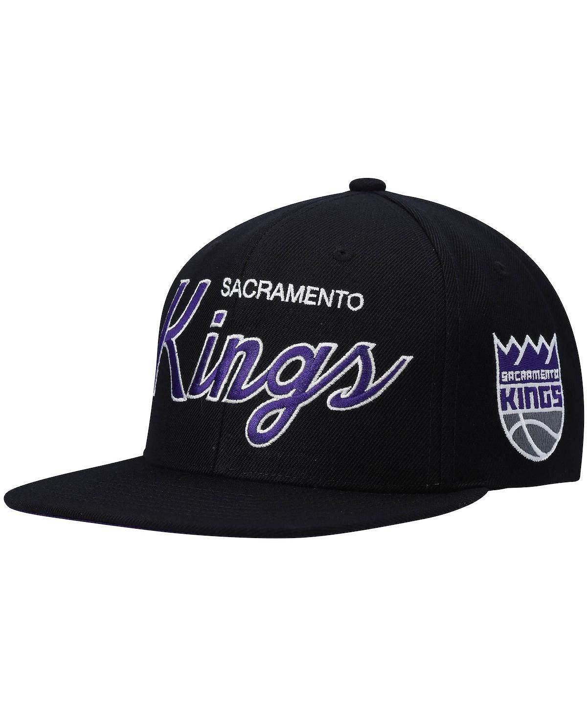 

Мужская черная бейсболка Sacramento Kings Hardwood Classics Script 2.0 Snapback Mitchell & Ness